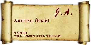 Janszky Árpád névjegykártya