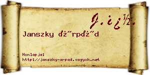 Janszky Árpád névjegykártya